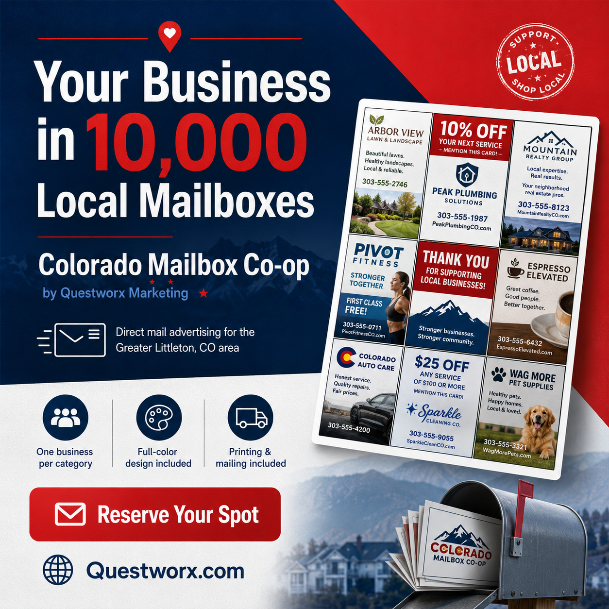 Sample community direct mail campaign for Greater Littleton businesses
